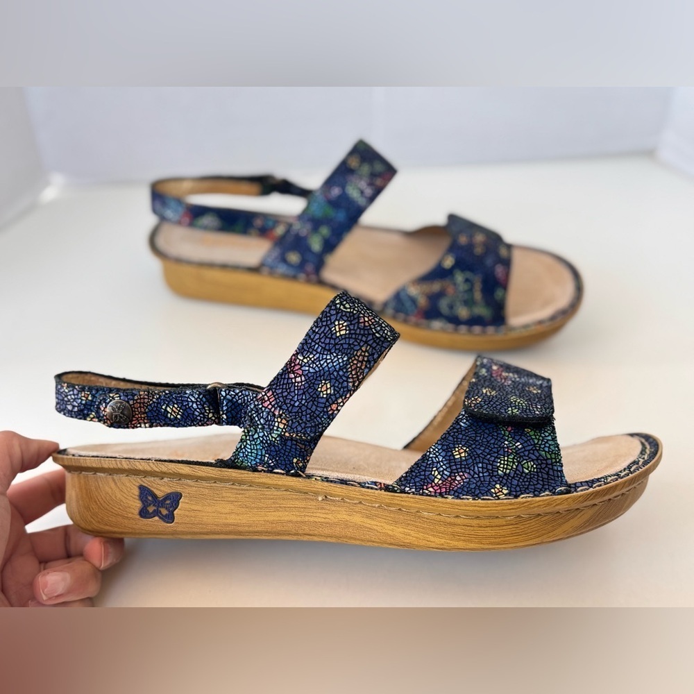Alegria Verona Blue Birdland Mosaic Strappy Comfort Summer Sandals Size 41 - Picture 5 of 10